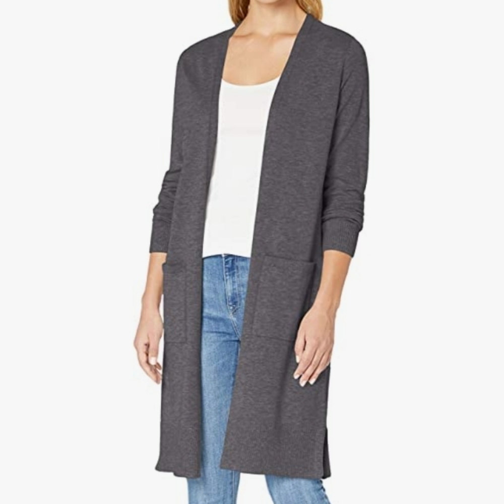 Amazon Essentials Lightweight Longer Length Cardigan Sweater Heather Gray 5X
